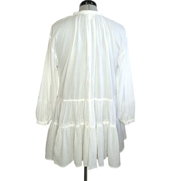 H & M L.O.G.G. sheer white cotton tunic top/mini dress long sleeves, size XS - Picture 4 of 10